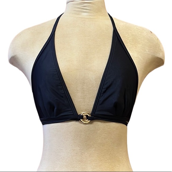 Victoria’s Secret Bikini Top Swimsuit Black Triangle S Small - Picture 1 of 6